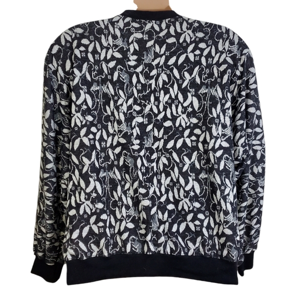 Eccotoo Sweater Womens Plus 3X Black & White Floral Faux Wrap Vintage ~Pre-Owned - Picture 5 of 9